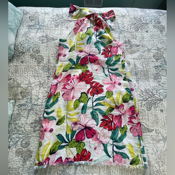 Tommy Bahama linen Floral Halter Style Midi Dress - Picture 2 of 7
